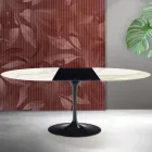 Rozkládací stůl Saarinen Tulip V 74 cm, keramika Florim Calacatta Gold Matt - Scarlet Viadurini