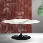 Rozkládací stůl Saarinen Tulip V 74 cm z matné keramiky Florim Statuario - šarlatová Viadurini