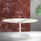 Rozkládací stůl Saarinen Tulip V 74 cm z matné keramiky Florim Statuario - šarlatová Viadurini