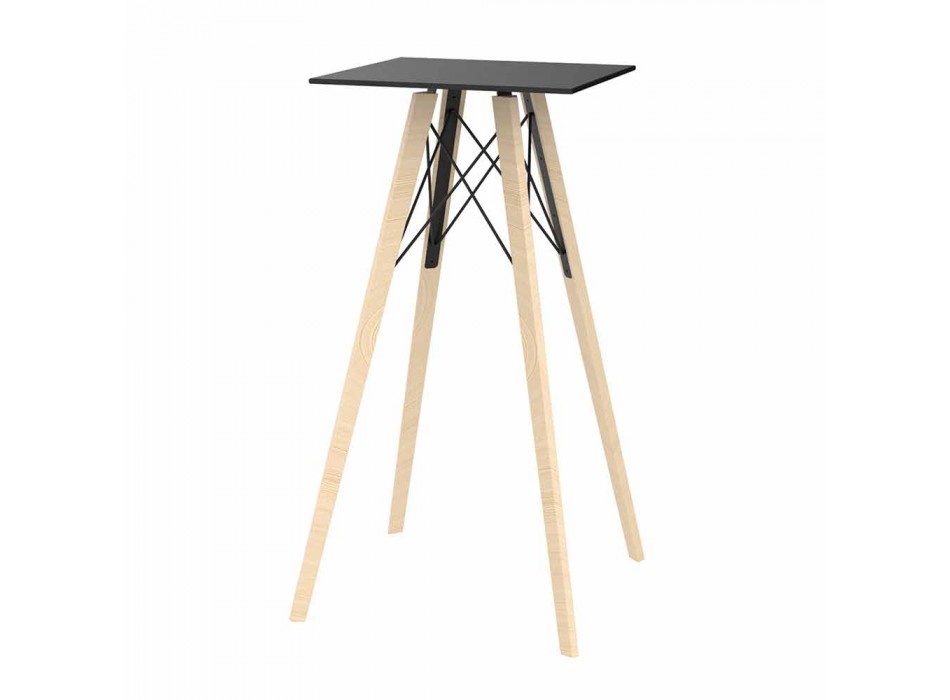 Čtvercový designový vysoký barový stůl ze dřeva a HPL, 4 kusy - dřevo Faz od společnosti Vondom Viadurini