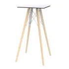 Čtvercový designový vysoký barový stůl ze dřeva a HPL, 4 kusy - dřevo Faz od společnosti Vondom Viadurini