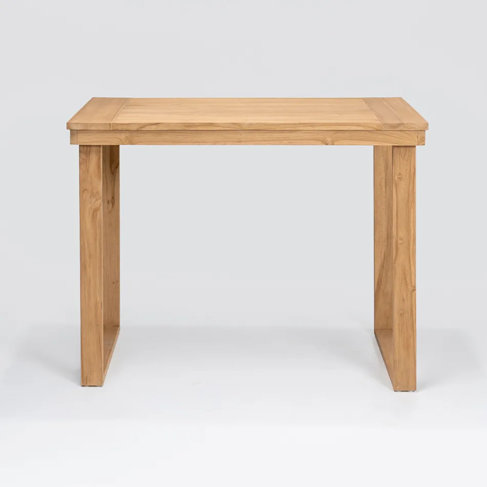 Vysoký barový stůl z kartáčovaného přírodního teaku - Sponda Viadurini