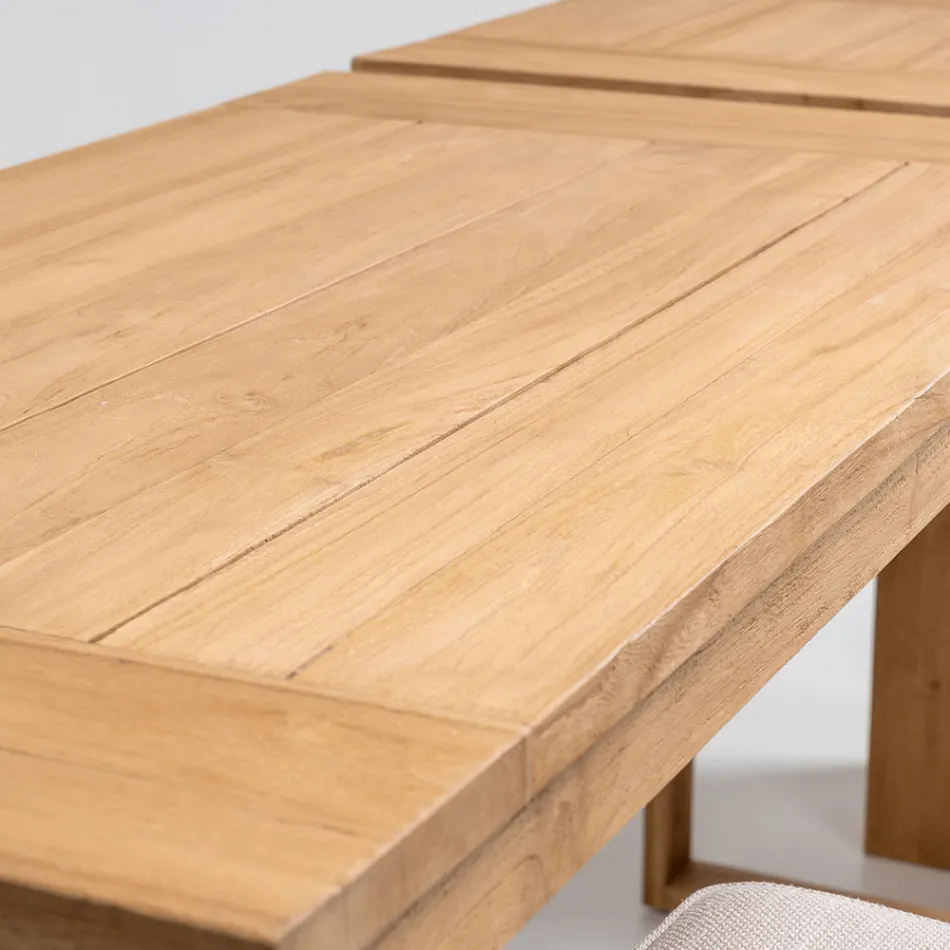 Vysoký barový stůl z kartáčovaného přírodního teaku - Sponda Viadurini