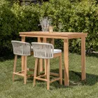 Vysoký barový stůl z kartáčovaného přírodního teaku - Sponda Viadurini