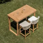 Vysoký barový stůl z kartáčovaného přírodního teaku - Sponda Viadurini