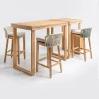 Vysoký barový stůl z kartáčovaného přírodního teaku - Sponda Viadurini