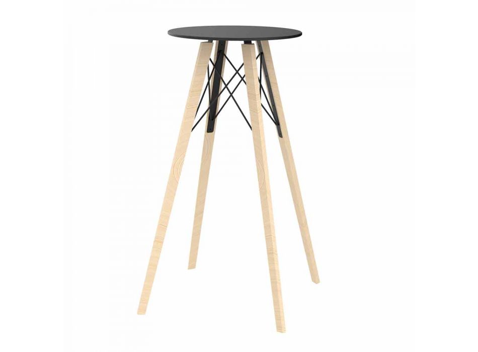 Kulatý designový vysoký barový stůl ze dřeva a HPL, 4 kusy - dřevo Faz od společnosti Vondom Viadurini