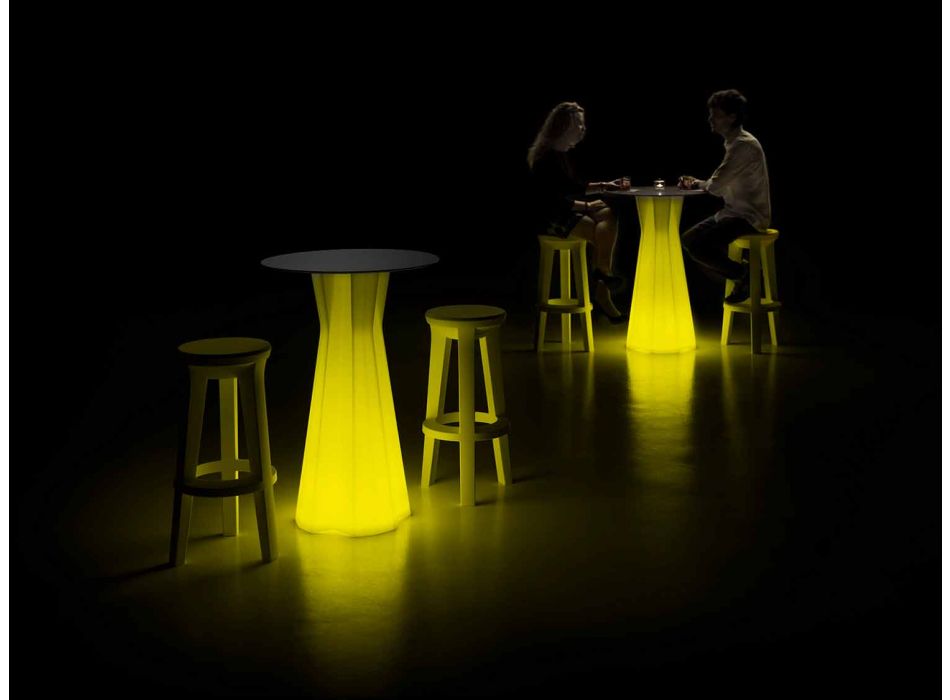 Venkovní vysoký stůl se světelnou základnou a deskou HPL vyrobený v Itálii - Tinuccia Viadurini