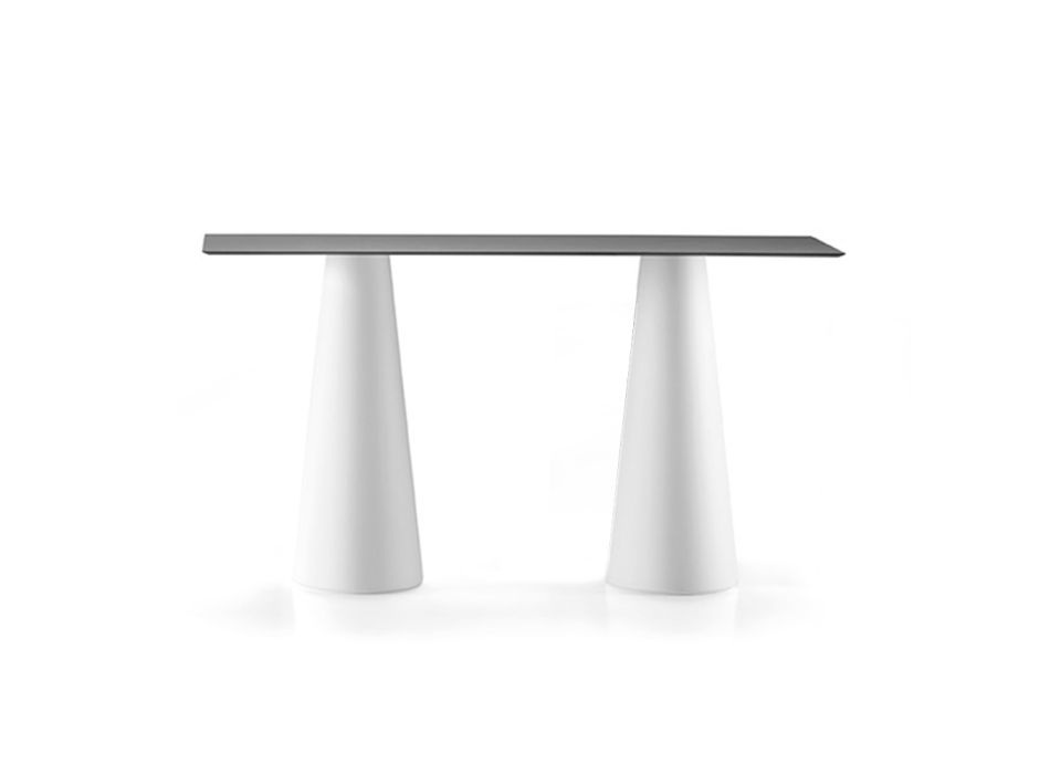 Venkovní vysoký stůl s obdélníkovou deskou z HPL Made in Italy - Forlina Viadurini