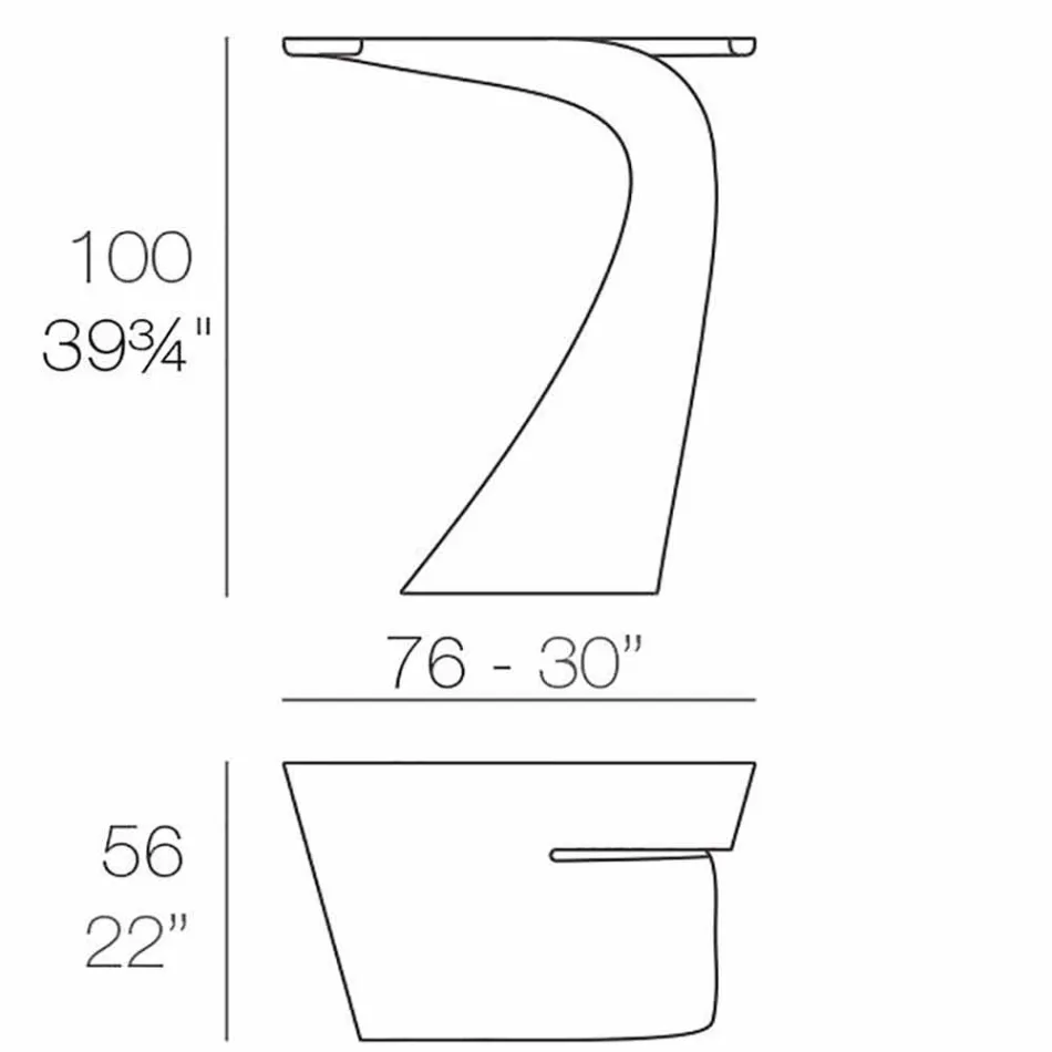 Design vysoký venkovní stůl H 100 cm, z polyethylenu, Wing Vondom Viadurini