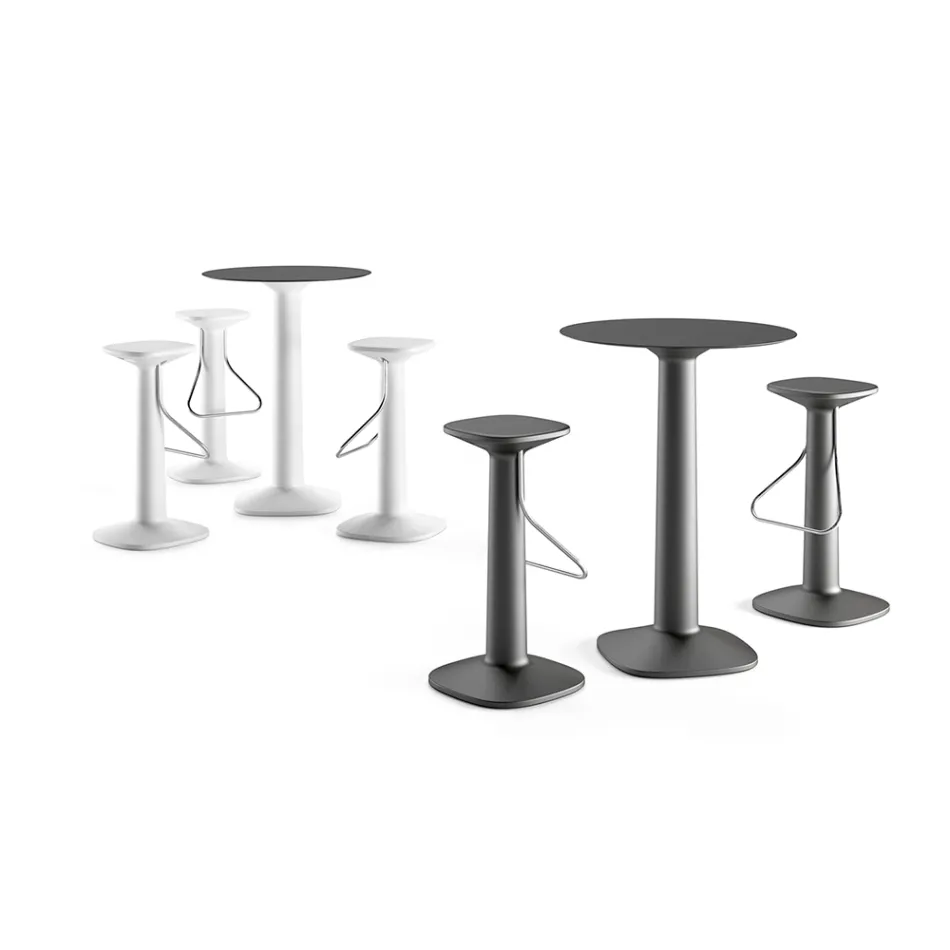 Vysoký kulatý stůl z polyetylenu s HPL deskou Made in Italy - Pito Viadurini