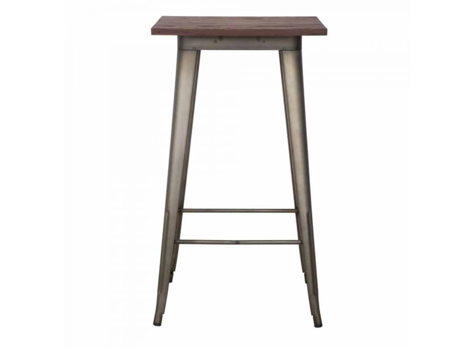 Moderní čtvercový barový stůl v industriálním stylu ze železa a dřeva - Sophie Viadurini