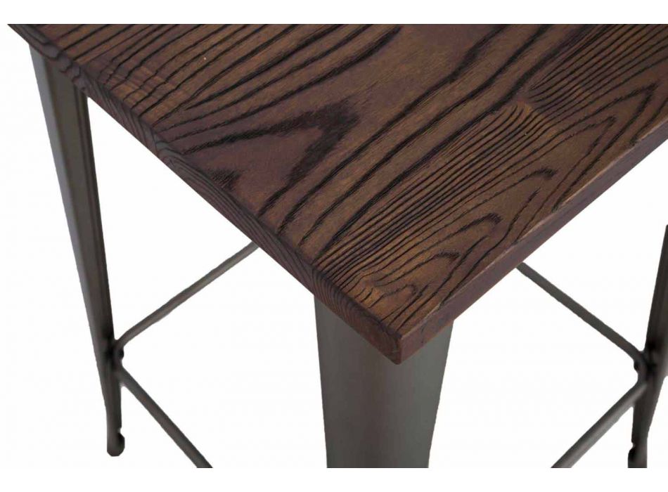 Moderní čtvercový barový stůl v industriálním stylu ze železa a dřeva - Sophie Viadurini