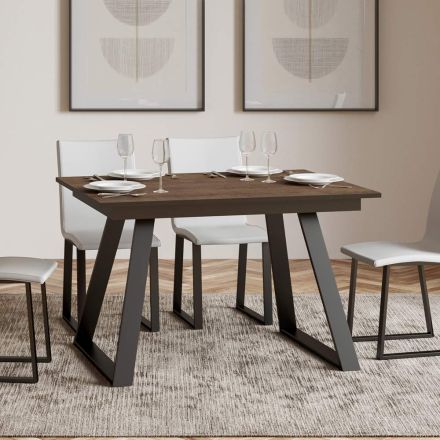 Stůl s 1 nástavcem 60 cm Vyrobeno ze železa a dřeva Made in Italy - Podrážka Viadurini