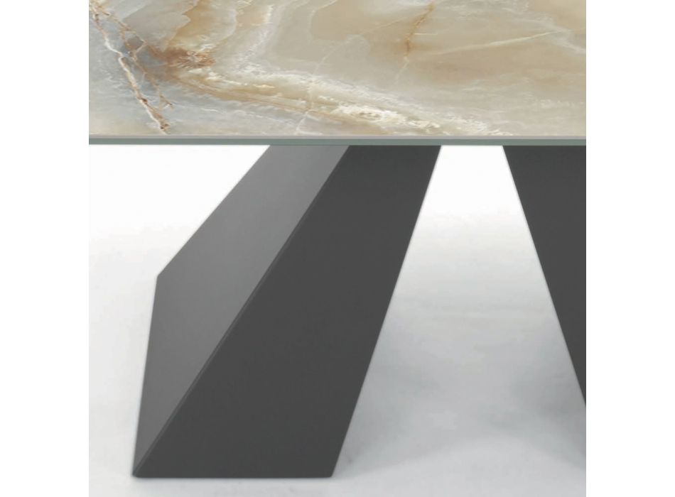 Stůl s integrovanými nástavci a podnoží z norkové oceli Made in Italy - Dalmatian Viadurini