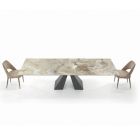 Stůl s integrovanými nástavci a podnoží z norkové oceli Made in Italy - Dalmatian Viadurini