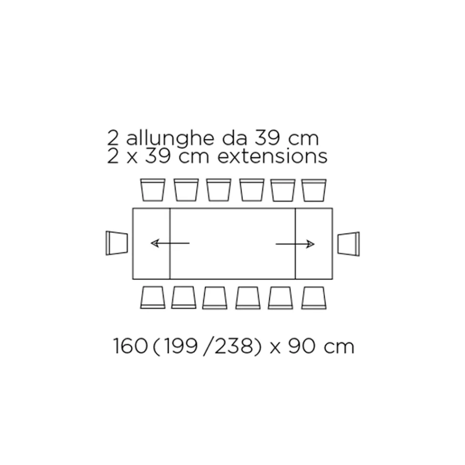 Stůl s integrovanými nástavci a podnoží z norkové oceli Made in Italy - Dalmatian Viadurini