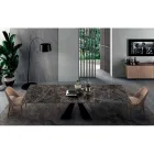 Stůl s integrovanými nástavci z keramiky a oceli Made in Italy - Dalmata Viadurini