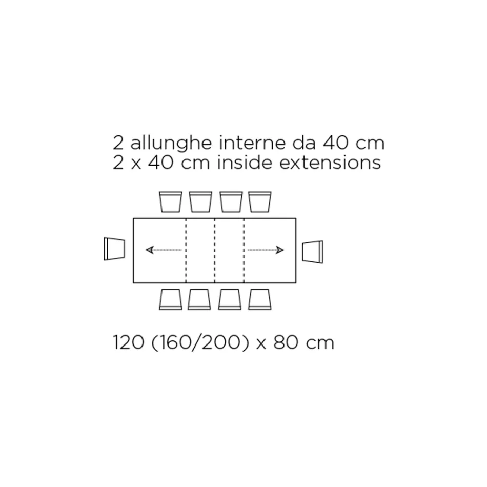 Stůl s vnitřními nástavci a skládací hranou z lamina Made in Italy - Gordito Viadurini