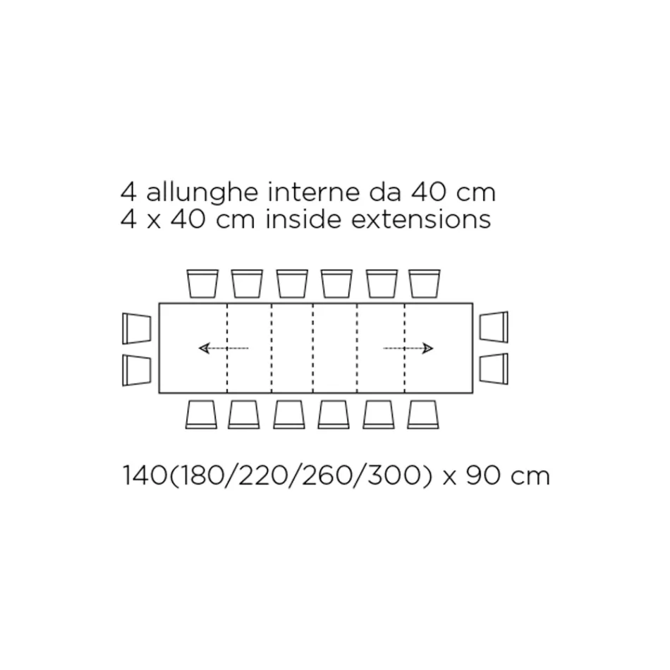 Stůl s vnitřními nástavci a skládací hranou z lamina Made in Italy - Gordito Viadurini
