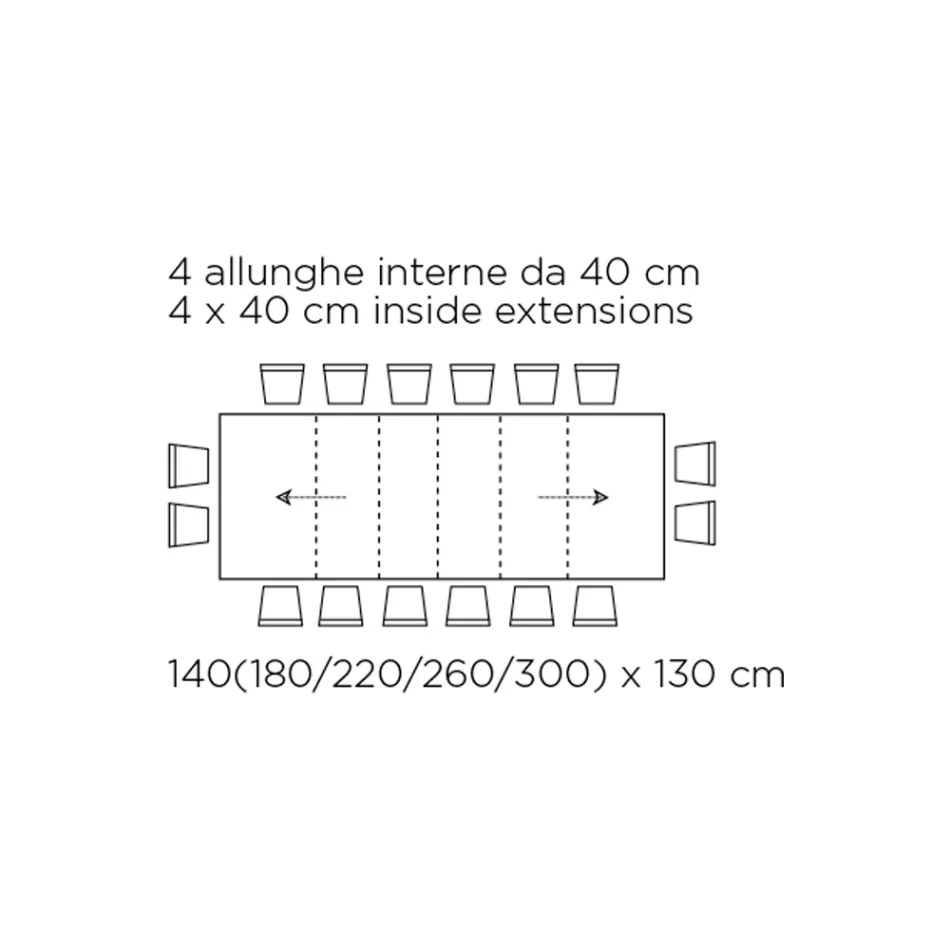 Stůl s vnitřními nástavci a skládací hranou z lamina Made in Italy - Gordito Viadurini