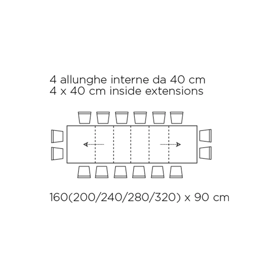 Stůl s vnitřními nástavci a skládací hranou z lamina Made in Italy - Gordito Viadurini