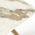 Stůl s dřevěnou základnou a keramickou deskou Calacatta Hermitage - Infinity Viadurini