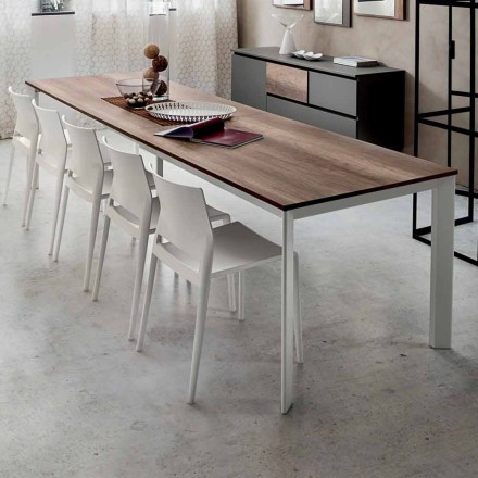 Stůl s výsuvnou deskou až 334 cm Wood Effect Made in Italy - Bavorsko Viadurini