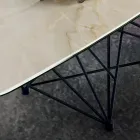 Stůl s keramickou deskou ve tvaru soudku a ocelovou základnou Made in Italy - Ezzellino Viadurini