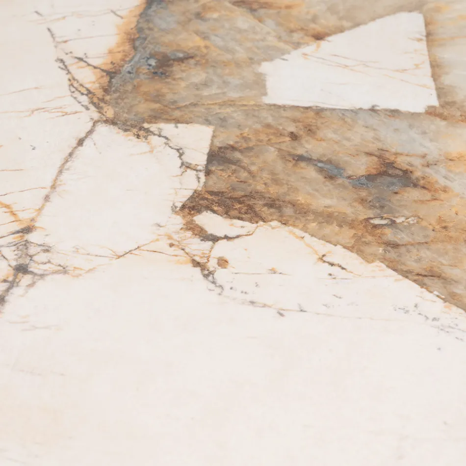 Stůl s keramickou deskou a masivním teakovým podstavcem Made in Italy - Halenka Viadurini