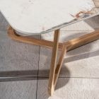Stůl s keramickou deskou a masivním teakovým podstavcem Made in Italy - Halenka Viadurini