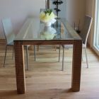 Stůl s křišťálovou deskou a mírným jasanovým dřevem Made in Italy – Asella Viadurini
