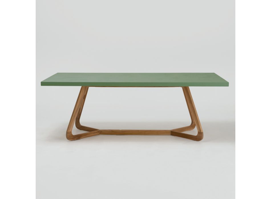 Stůl s deskou Okumè s povrchovou úpravou Microcement Made in Italy - Halenka Viadurini
