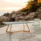 Stůl s deskou Okumè s povrchovou úpravou Microcement Made in Italy - Halenka Viadurini