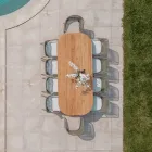 Stůl s deskou z kartáčovaného teakového dřeva a zaoblenými rohy - Destination Viadurini