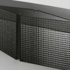 Stůl s tvarovanou skleněnou deskou a podnoží z taveného skla a kovu - Foglietto Viadurini