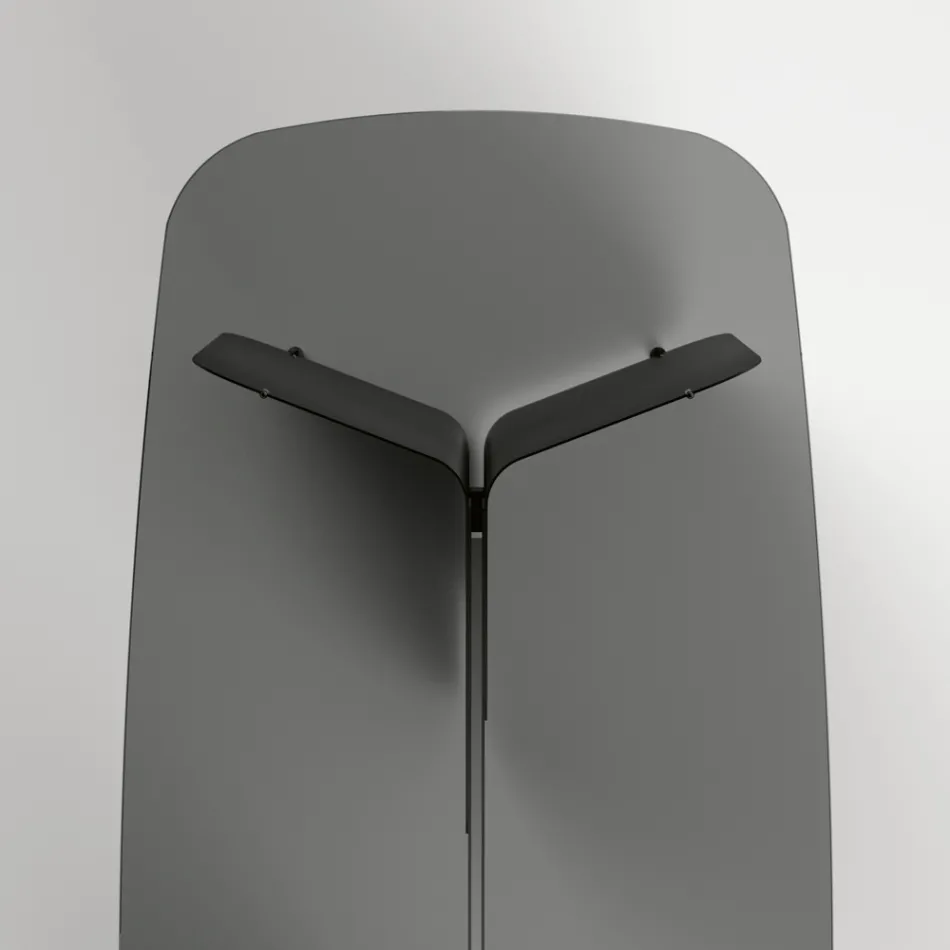 Stůl s tvarovanou skleněnou deskou a zakřivenou kovovou základnou - Piacere Viadurini