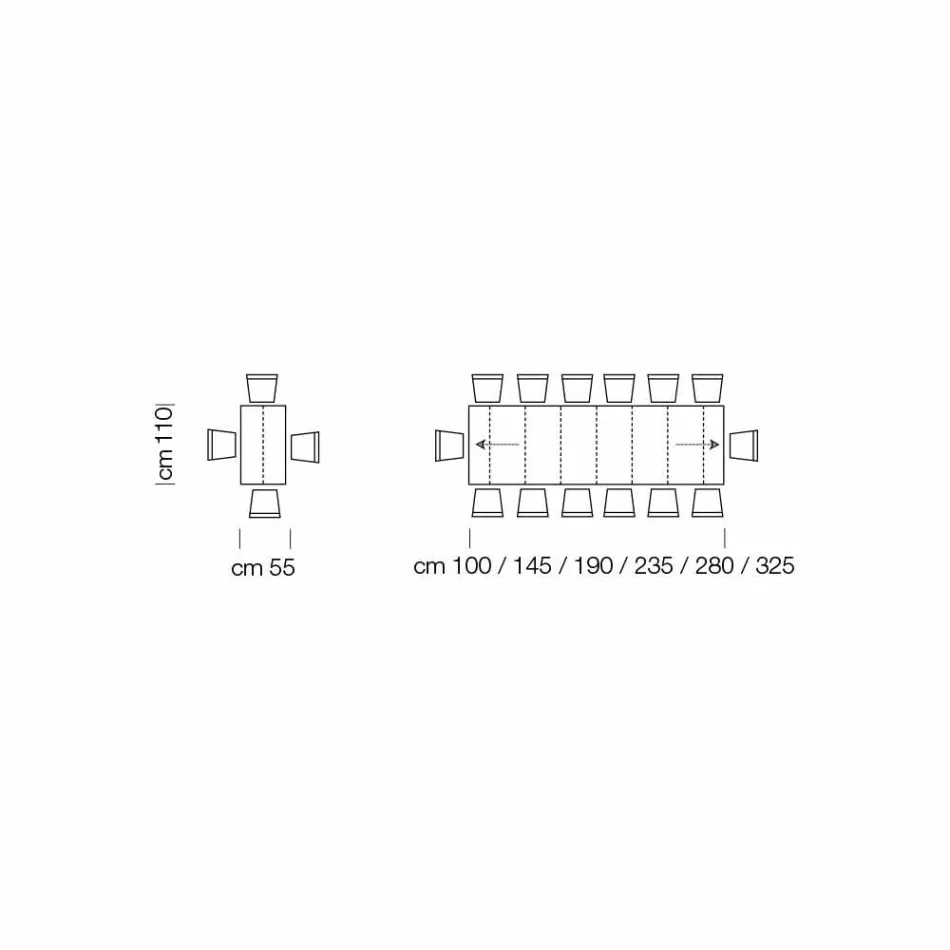 Rozšiřitelný konzolový stůl až do 325 cm z melaminu Made in Italy - Settimmio Viadurini
