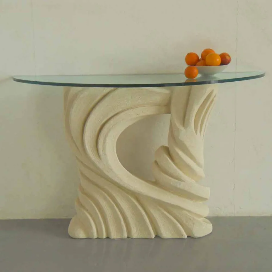 Konzolová deska z kamenného kamene a krystalu designu Emera Viadurini