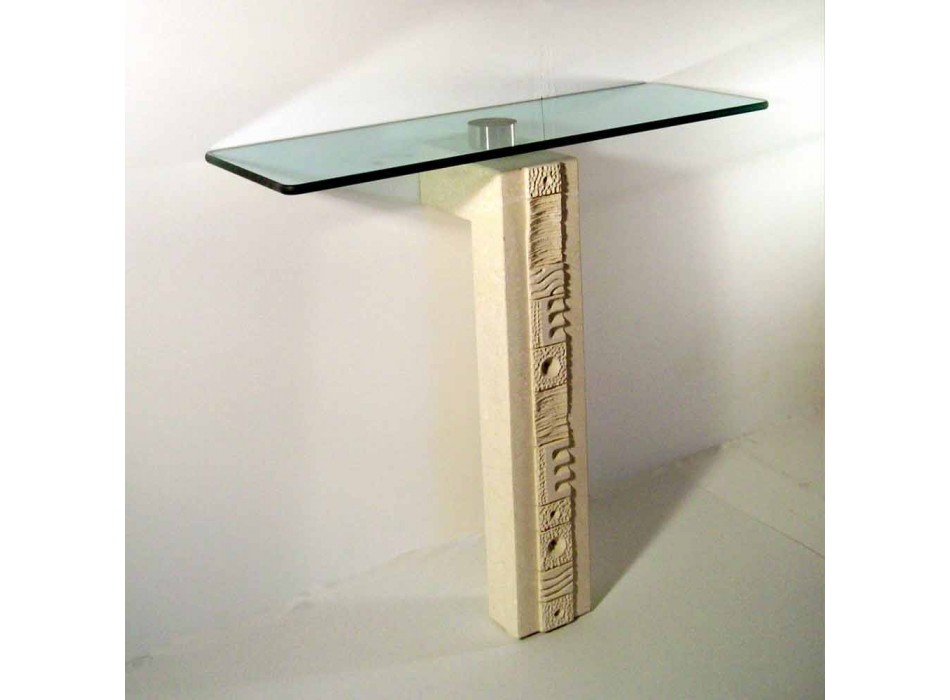 Obdélníkový konzolový stůl z kamenů a krystalu designu Abidos Viadurini