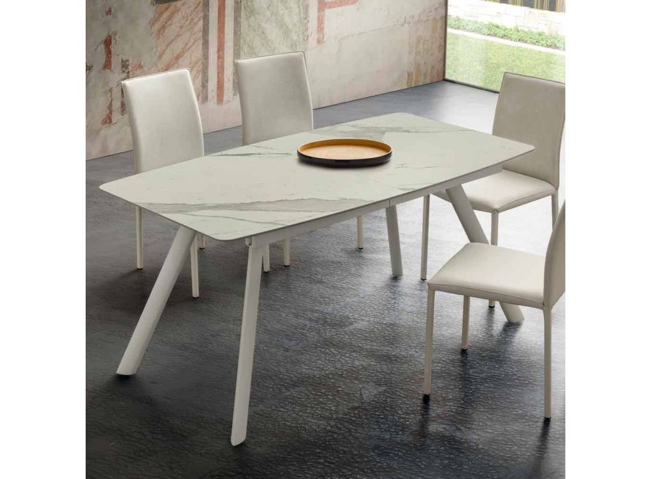 Rozkládací kuchyňský stůl až 210 cm v Laminam Made in Italy - Giocondo Viadurini