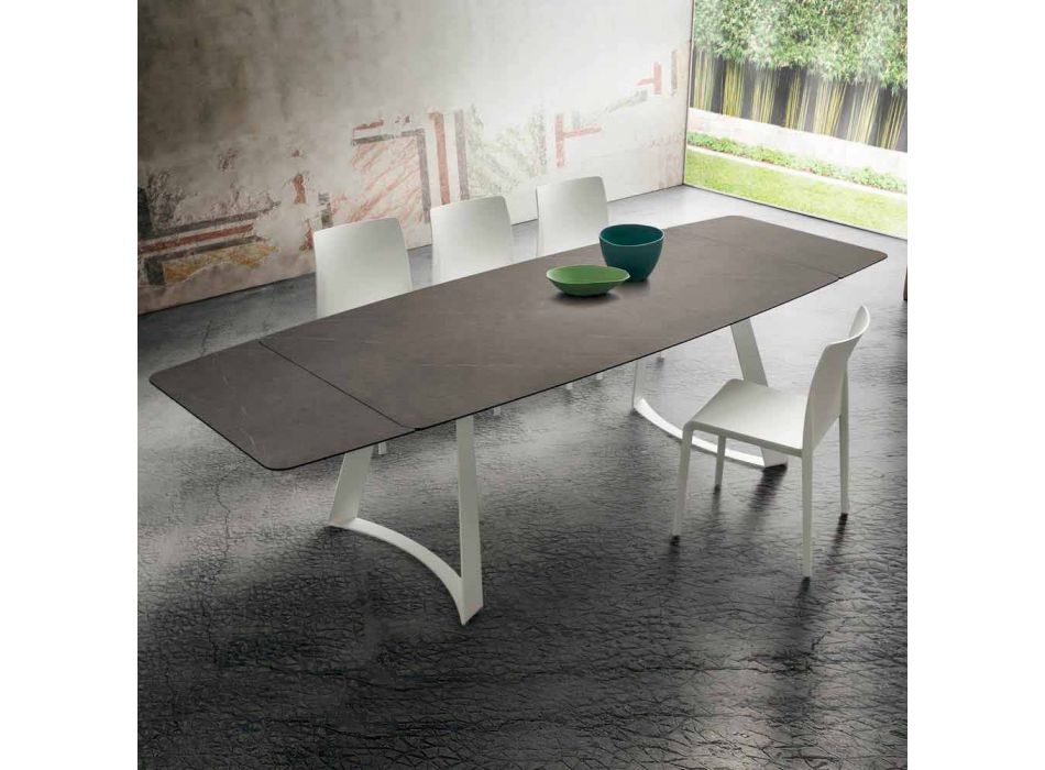 Rozkládací kuchyňský stůl do 280 cm Mramorový efekt Made in Italy - Pinocchio Viadurini