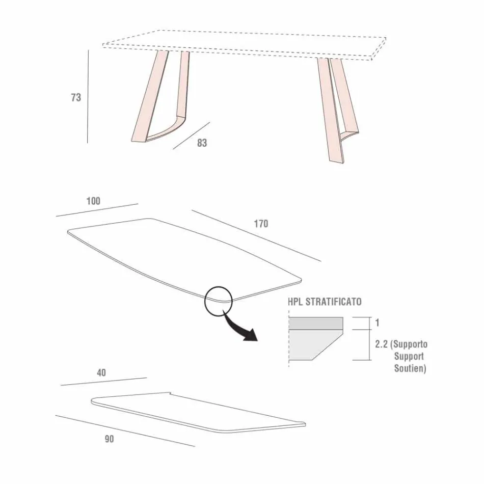 Rozkládací kuchyňský stůl do 280 cm Mramorový efekt Made in Italy - Pinocchio Viadurini