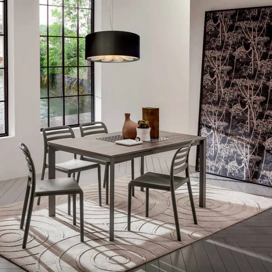 Kuchyňský stůl s melaminovou deskou a kovovou základnou vyroben v Itálii - Spilla Viadurini