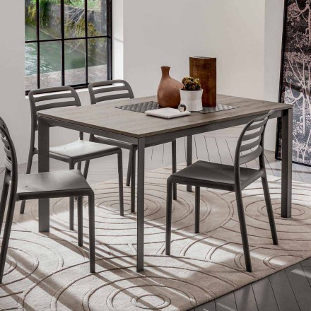 Kuchyňský stůl s melaminovou deskou a kovovou základnou vyroben v Itálii - Spilla Viadurini