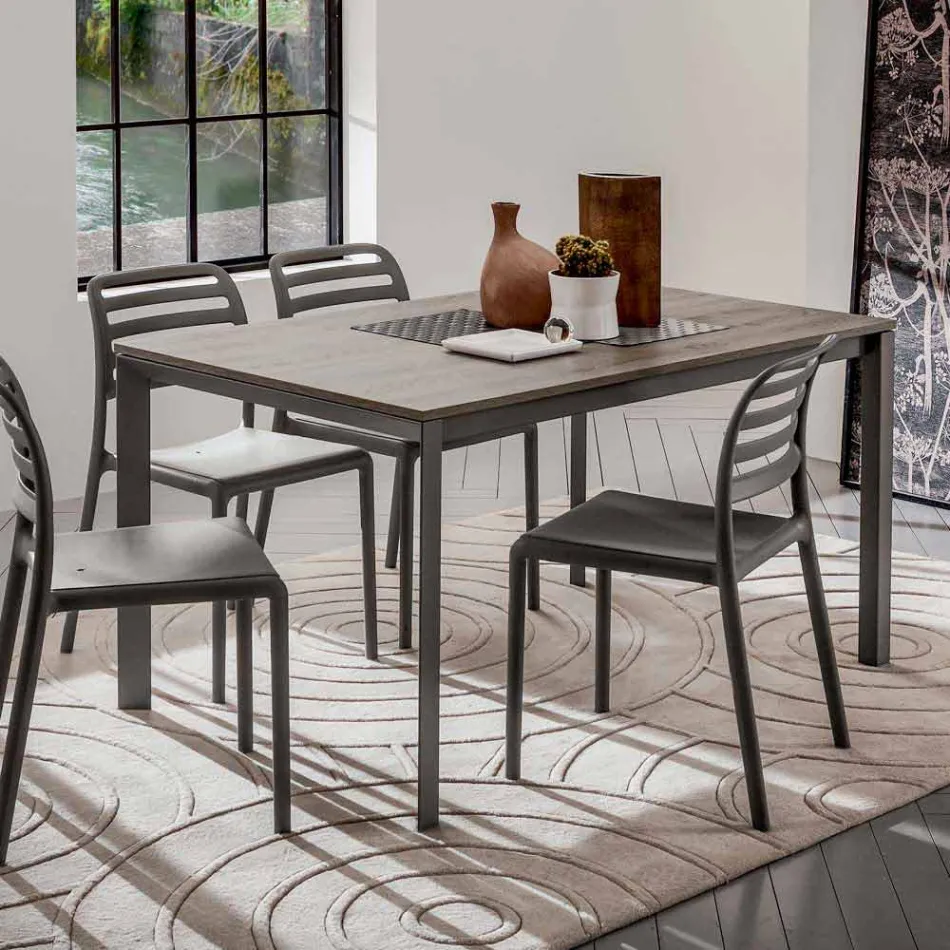 Kuchyňský stůl s melaminovou deskou a kovovou základnou vyroben v Itálii - Spilla Viadurini