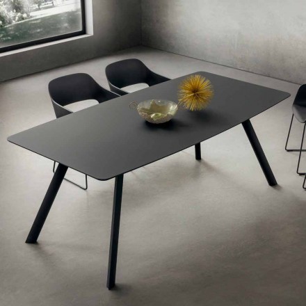 Kuchyňský stůl z laminovaného Fenixu a černého hliníku vyrobený v Itálii - Lingotto Viadurini