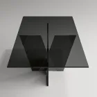 Obdélníkový kuchyňský stůl se skleněnou deskou a podstavcem Made in Italy - Tiseo Viadurini