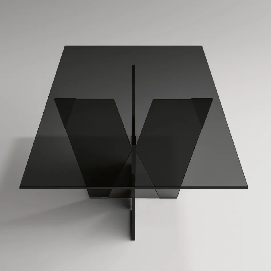 Obdélníkový kuchyňský stůl se skleněnou deskou a podstavcem Made in Italy - Tiseo Viadurini