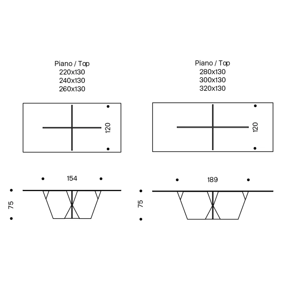 Obdélníkový kuchyňský stůl se skleněnou deskou a podstavcem Made in Italy - Tiseo Viadurini